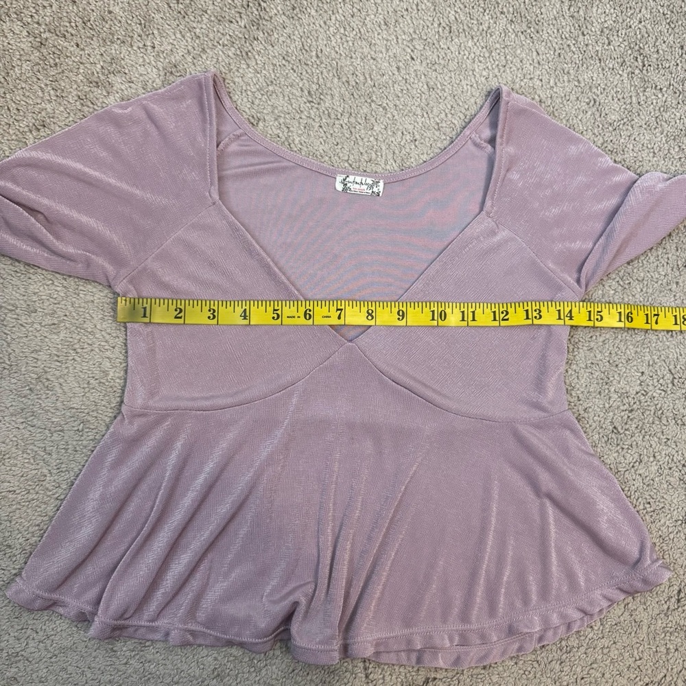 Free‎ People Intimately Bell Sleeve Babydoll Peplum Top Mauve XS - Picture 5 of 6